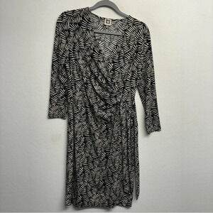 Anne Klein Jersey Midi Dress 8 Long Sleeve‎ Faux Wrap